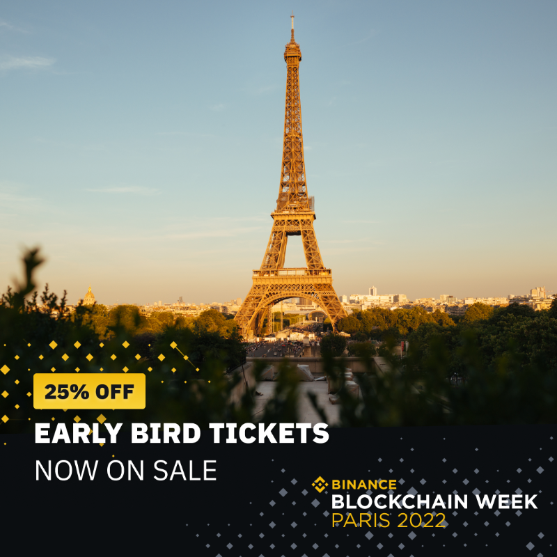 binance's tweet photo. Explore the world of Web3 at #BinanceBlockchainWeek Paris from September 14-16!
 
Secure your Early Bird tickets before the promotion ends tomorrow ⏰