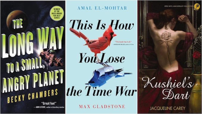 PasteMagazine's tweet photo. From #ThisisHowYouLosetheTimeWar and #ShardsofHonor to #MrsCaliban and #KushielsDart, these are the science fiction romances you need to add to your must-read list. https://t.co/VPHtIIUi45 https://t.co/G29L6NaYml