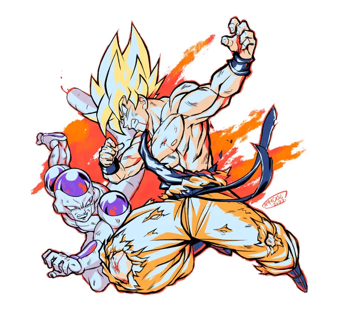 Goku vs Freezer, made on Procreate 