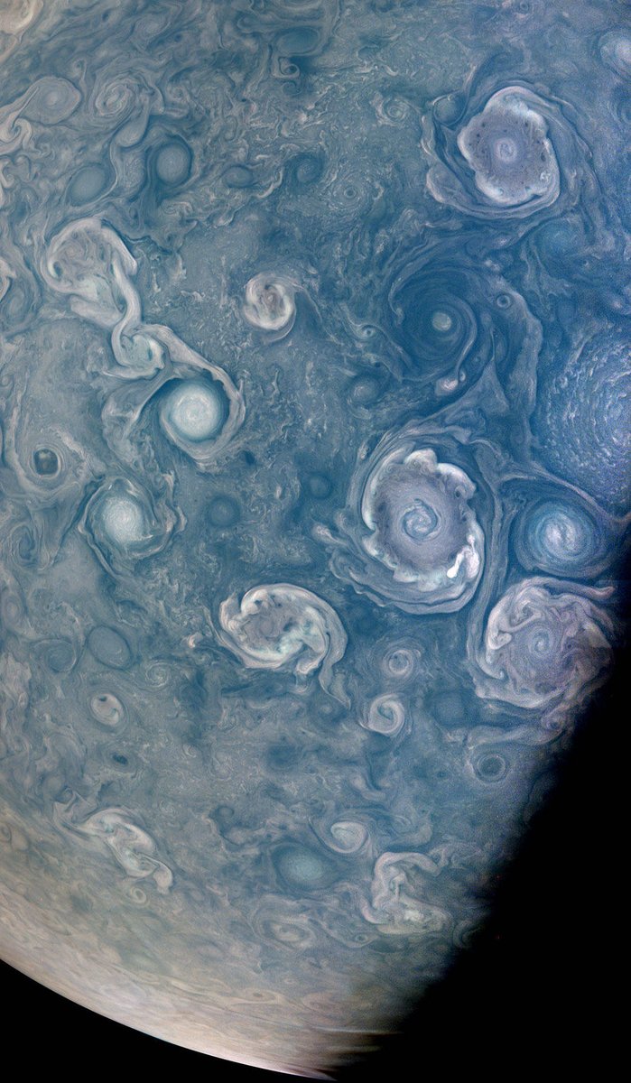 MichaelGalanin's tweet photo. Vortices Near Jupiter’s North Pole.

Image data: NASA/JPL-Caltech/SwRI/MSSS
Image processing by Brian Swift © CC BY https://t.co/gLyHJSasEk