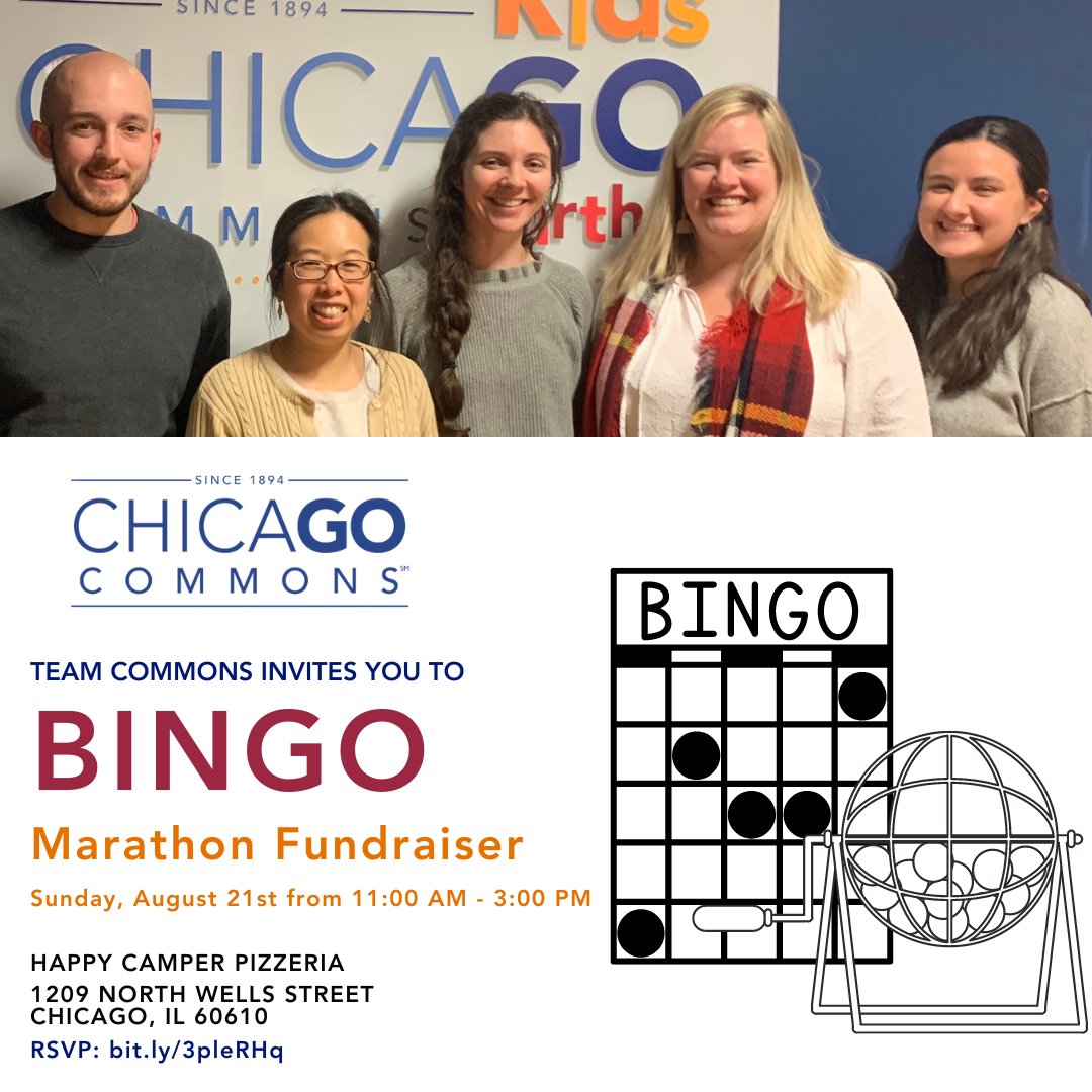 ChicagoCommons's tweet photo. Today is #NationalNonprofitDay! If you are looking to make a difference then look no further!
This Sunday, August 21, Chicago Commons is partnering with #happycamperchicago for their weekly Sunday Bingo charity fundraiser. Join us as we raise funds for #TeamCommons, our team ... https://t.co/Ub6f6yOH36