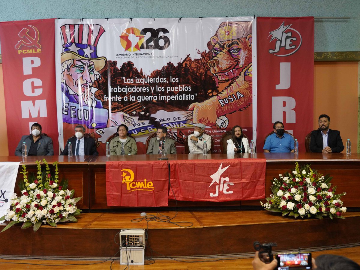 PcmleG's tweet photo. Hoy inauguramos el #26SIPRAL Seminario Internacional problemas de la revolución en América Latina, con el tema: "Las izquierdas, los trabajadores y los pueblos frente a la guerra imperialista".
Internacionalismo proletario, presente!, por la Revolución y el socialismo. https://t.co/syzzxnDBNS