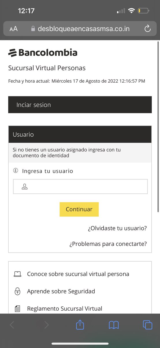 Natz26's tweet photo. ⛔️🚨 INTENTO DE FRAUDE 🚨⛔️ Desde el 02 de agosto me han llegado 14 sms, indicando problemas que existen con unos productos que supuestamente tengo en @Bancolombia . Cuiden sus claves y revisen los dominios de las URLs (ver última foto) #alerta #fraude #Phishing https://t.co/a5m4QsUghn