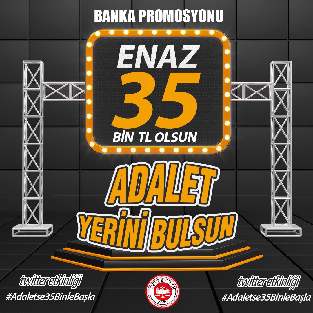 tamer_alonso's tweet photo. Adalet Bakanlığı personeli için verilecek olan promosyon anlaşmasına;

#Adaletse35BinleBaşla https://t.co/gNeHzVregO