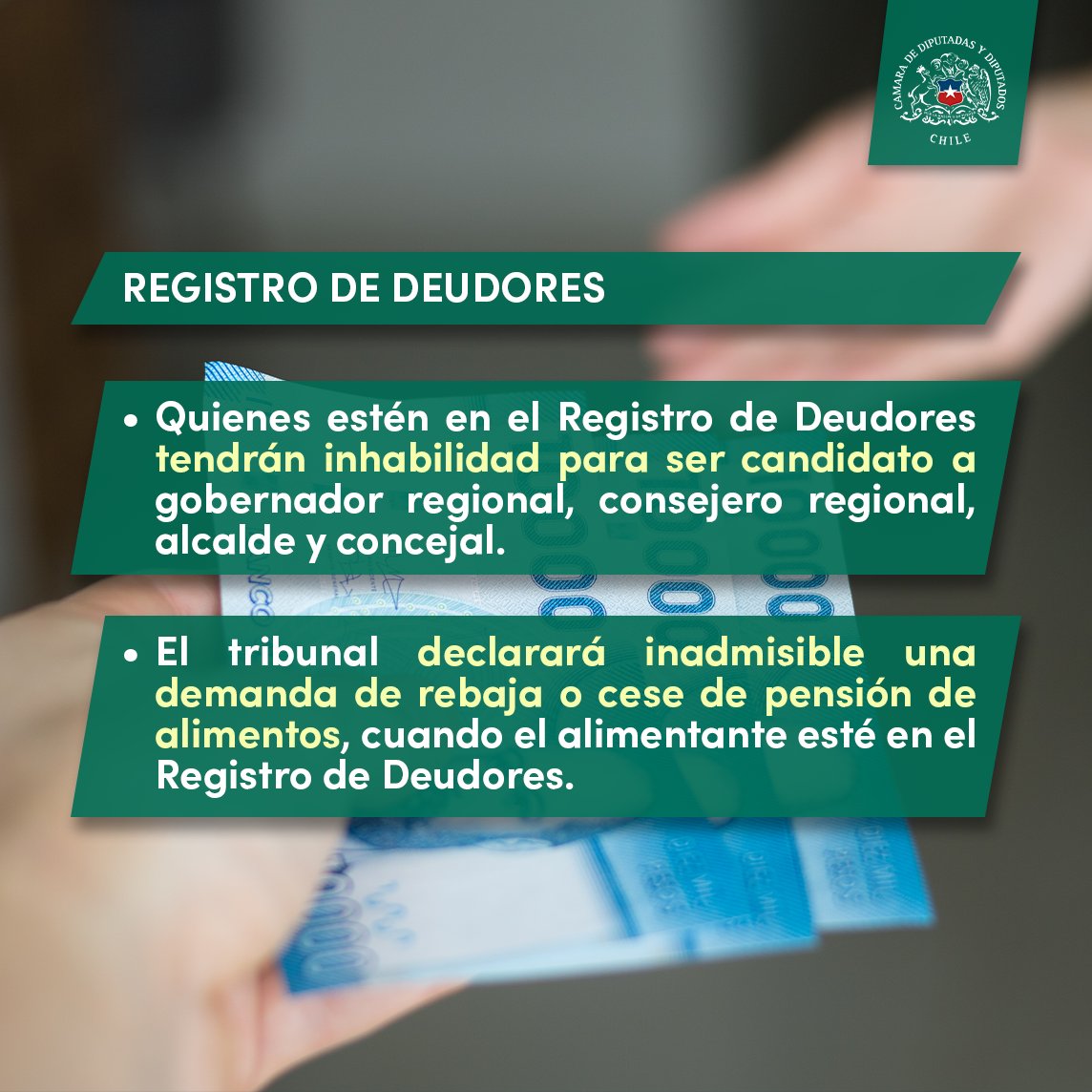 Camara_cl's tweet photo. 🤓#DatosdelProyecto
👩👧👧#PensionesdeAlimentos
👇Aquí te explicamos en qué consiste la propuesta despachada a ley que garantiza el pago efectivo de las pensiones de alimentos.💰
🔎Para más información visita https://t.co/bcfTQRJKQA https://t.co/n1dN9bER0M