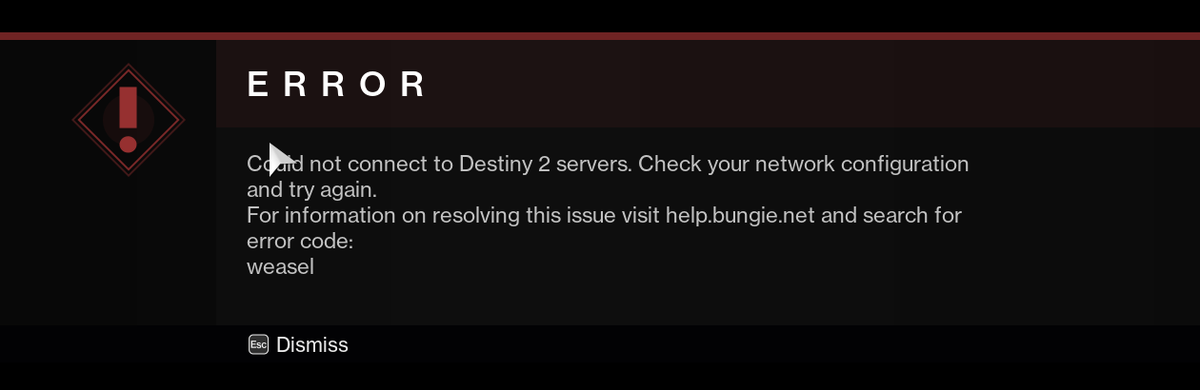 sen997's tweet photo. @BungieHelp what's up with the constant weasel errors? Can't even login into the game.... https://t.co/mXkgGmxHb2