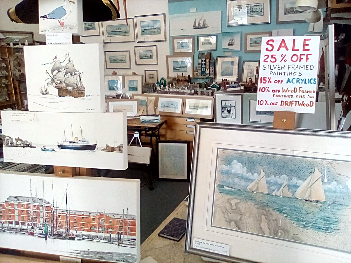 ColinMBaxter's tweet photo. To start with ...you could vist my Studio GALLERY in @RCYard lots of #Nautical #marineart #watercolours #acrylics or even commission something . I've painted #Haslar #architecture too https://t.co/gfdxyvsTir