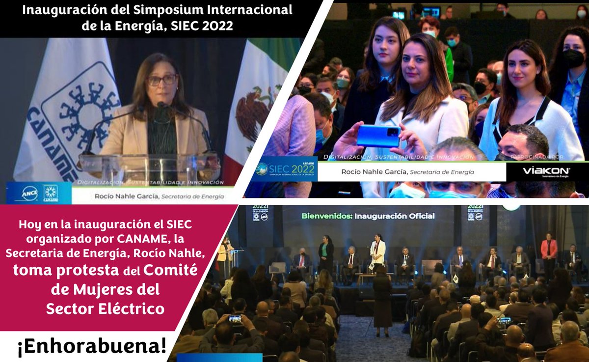 En #MUSICA estamos muy orgullosas por la toma de protesta que realizó <a href="/rocionahle/">Rocío Nahle</a> de <a href="/SENER_mx/">SENER México</a> al Comité de Mujeres del Sector Eléctrico en la inauguración del #SIEC2022 de <a href="/canamemx/">CANAME</a> ¡Felicidades por esta gran iniciativa que fortalece al Sistema de Infraestructura de la Calidad!