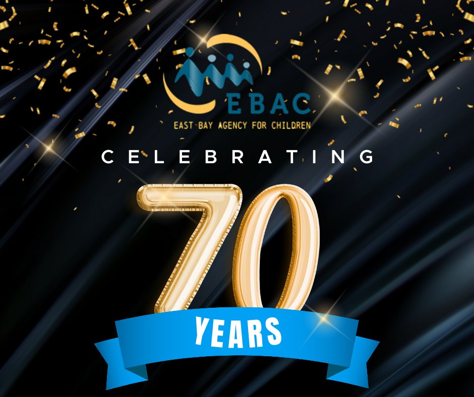 EBACforkids's tweet photo. @EBACforKids is 70! From 1952 to 2022, more than 300,000 Alameda County children and families received services from EBAC and gained skills, tools and supports that helped them address barriers to well-being. #StrengtheningMentalHealth #BreakingBarriers #EBAC70Years https://t.co/e3VEMHIuMI