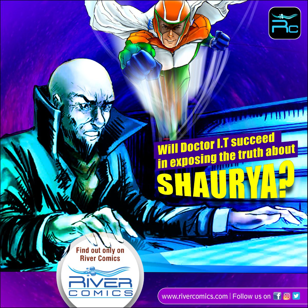 RiverComics's tweet photo. Will #Shaurya's truth be revealed &amp; what does the future hold for him? 

Watch our original superhero title only on the #RiverComics App!

Subscribe annually for Rs. 299/- only!

#superhero #comics #comicbooks #comiccon https://t.co/3KiTHM1gDf