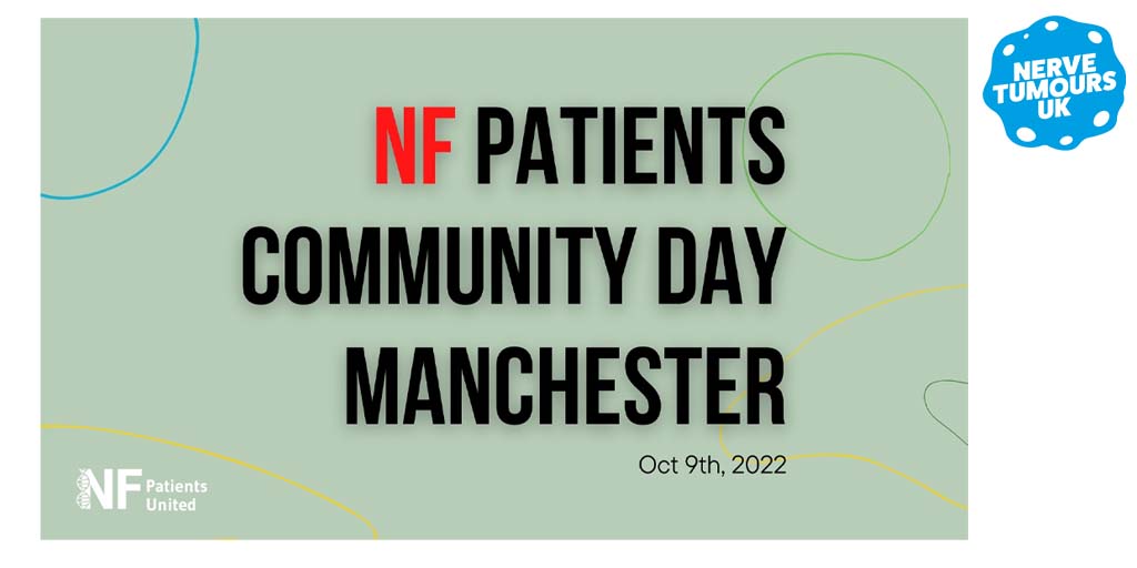 NervetumoursUK's tweet photo. Save the date! Sunday 9th October. NF Patients Community Day, Manchester
A day dedicated to NF patients &amp; their families - learn about NF1, NF2 &amp; Schwannomatosis, find out what support is available and meet others affected by NF.
Read more: https://t.co/2QYQm9oRZm https://t.co/qtTG2PFg13