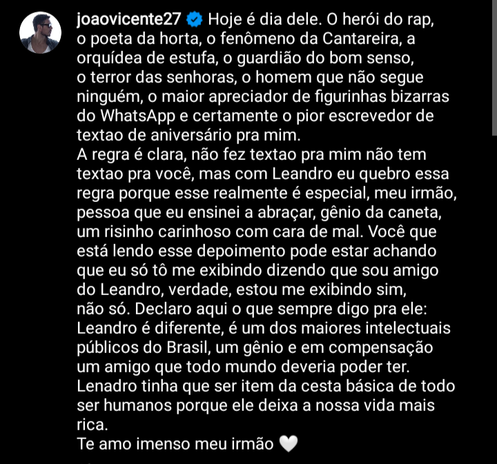 lovejovit's tweet photo. o texto de aniversário que o joão postou pro emicida ❤️ https://t.co/1WYoMJYxzw