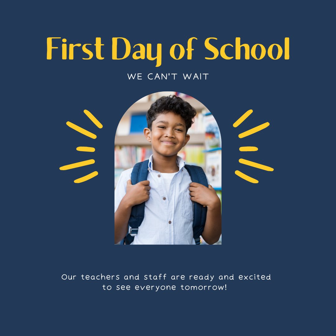 LuciaMarUnified's tweet photo. TOMORROW!  We are so excited to see you!  Tomorrow our empty schools will be filled. The first day of school is the best day for us. It is full of enthusiasm, opportunity, hope, and expectations.  Get your backpacks ready! Don't forget to look at those new start and end times! https://t.co/iS0zGOVmBV