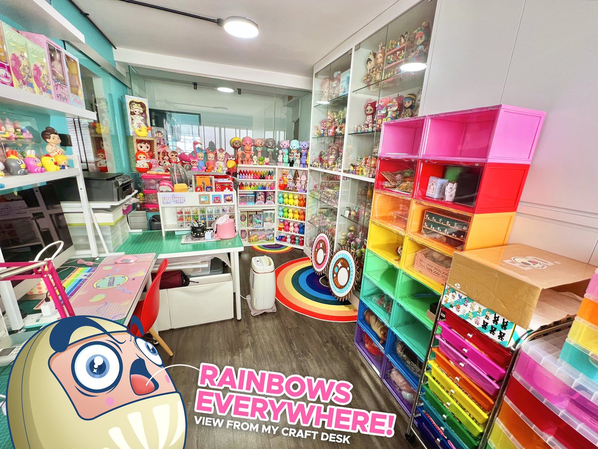 Rearranging the furnitures to make the studio space bigger really sets my mood to sunshine mode. 🌈🌈🌈#caramelaw #sweet #rainbow #cute #kawaii #studio #characterdesign #character #kawaiiart #studioshot #studioupdate #studiolife #workspace #studioview #studiodesign #studiospace
