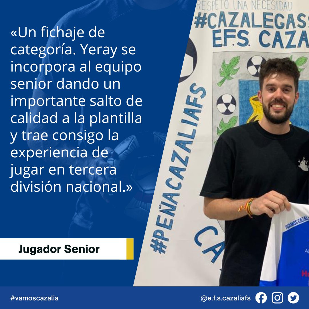 ECazalia's tweet photo. Fichaje 🔝

El fichaje de Yeray, es una confirmación para el proyecto de nuestro senior. Formar una plantilla seria y ambiciosa era el objetivo, reunir un grupo de jugadores que aporten la palabra "competición" desde el primer entrenamiento.

#vamoscazalia https://t.co/vzBlIXD7Cl