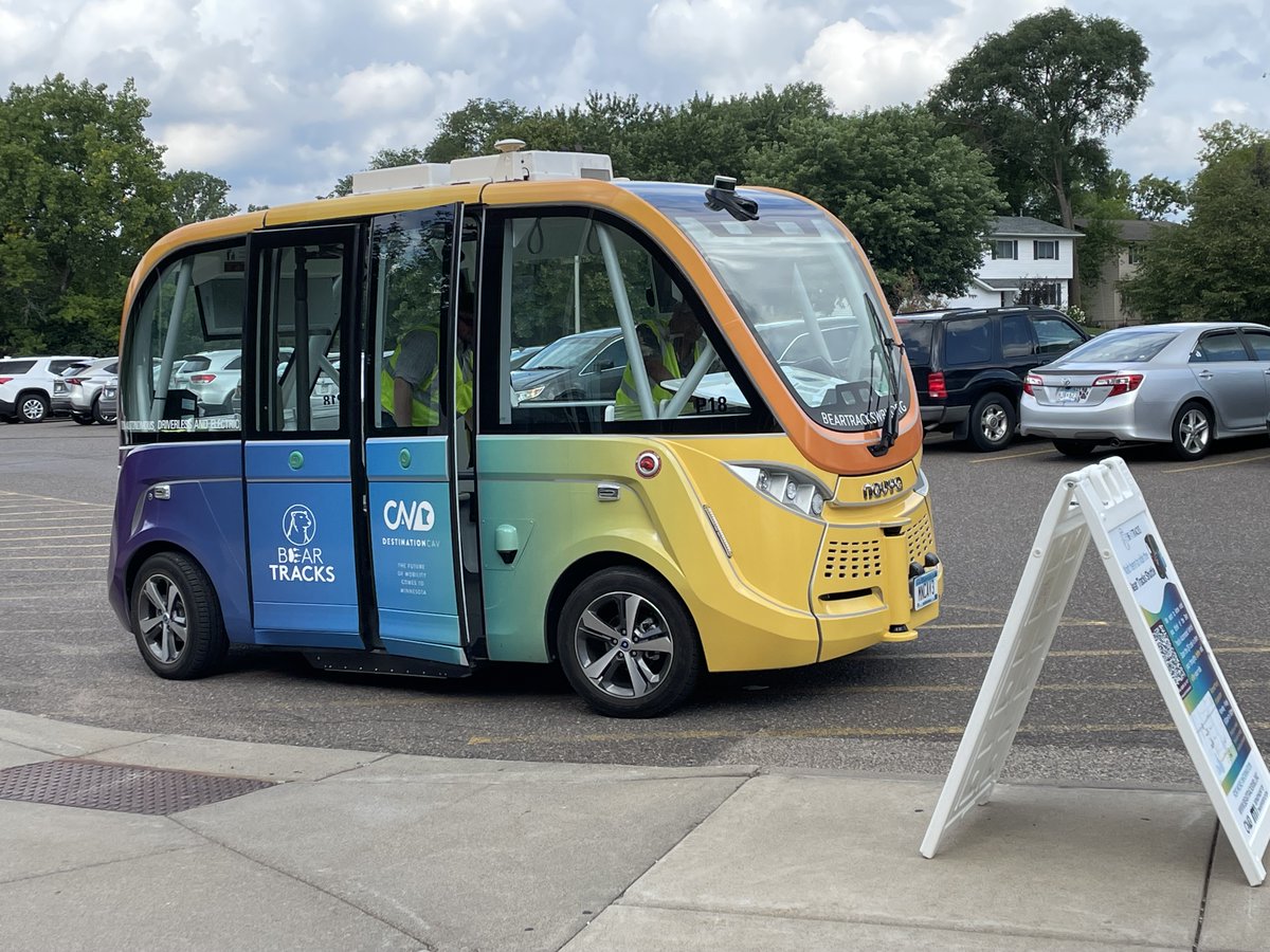 Great day for a ride on the <a href="/BearTracksWBL/">Bear Tracks Self-Driving Shuttle</a> Self-Driving Shuttle w/<a href="/Newtrax1/">Newtrax</a>, <a href="/Cityofwhitebear/">CityofWhiteBearLake</a> &amp; Ethan Hellier from the <a href="/USChamber/">U.S. Chamber</a> Midwest Region! The shuttle runs daily from 9:30am to 1:30pm. Stop by the <a href="/WhiteBearYMCA/">White Bear Area YMCA</a> to "hop on" for your free ride today! #whitebearchamber