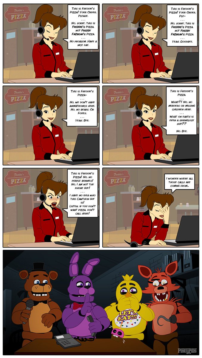 PinkyPills's tweet photo. Phoneprank (2016). #FNaF #Phoneprank #Comic https://t.co/2bxidhlLCq
