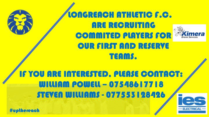 LongreachUTR's tweet photo. Longreach Athletic FC are looking for committed players for our first and reserve teams ahead of the new season. We play on Sunday mornings and train on Tuesday evenings, anyone welcome, if interested please contact us through our socials or the numbers below.

#upthereach🏗 https://t.co/nKiXw3jaVT