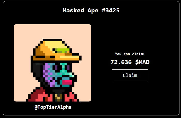 Yup, about to earn my first F2E reward ⚒️ cool af <a href="/MaskedApeDAO/">MaskedApe DAO</a> !!