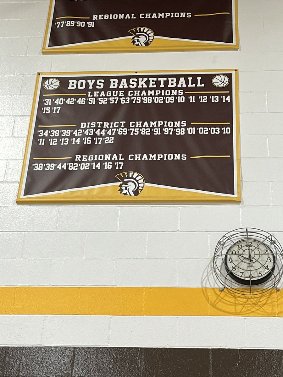 RBSpartans's tweet photo. A big thank you to @bspaeth7 and Mr. Powers for getting the 22’s hung on the banners!! 
@RBTrackField 
@RBHS_Baseball 
@RB_SpartanHoops 
#HailSpartans https://t.co/qkTRo4K3A3