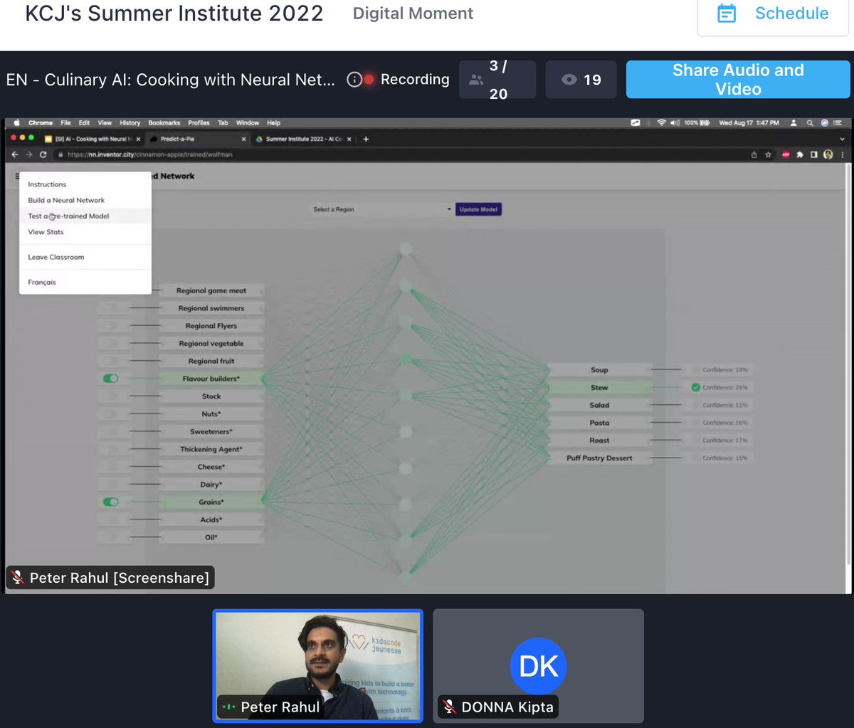 #KCJSummerInstitute #Digital2030🎉
Culinary AI - Cooking w/ Neural Networks w/ Peter Rahul🤩Gr 7-12
👉Discover neural networks
👉how they can be used in real-world AI systems
👉nn.inventor.city
👉resources.kidscodejeunesse.org/artificial-int…
@KidsCoding @_Digitalmoment
#IBMSkillsBuild <a href="/ISED_CA/">ISED</a>