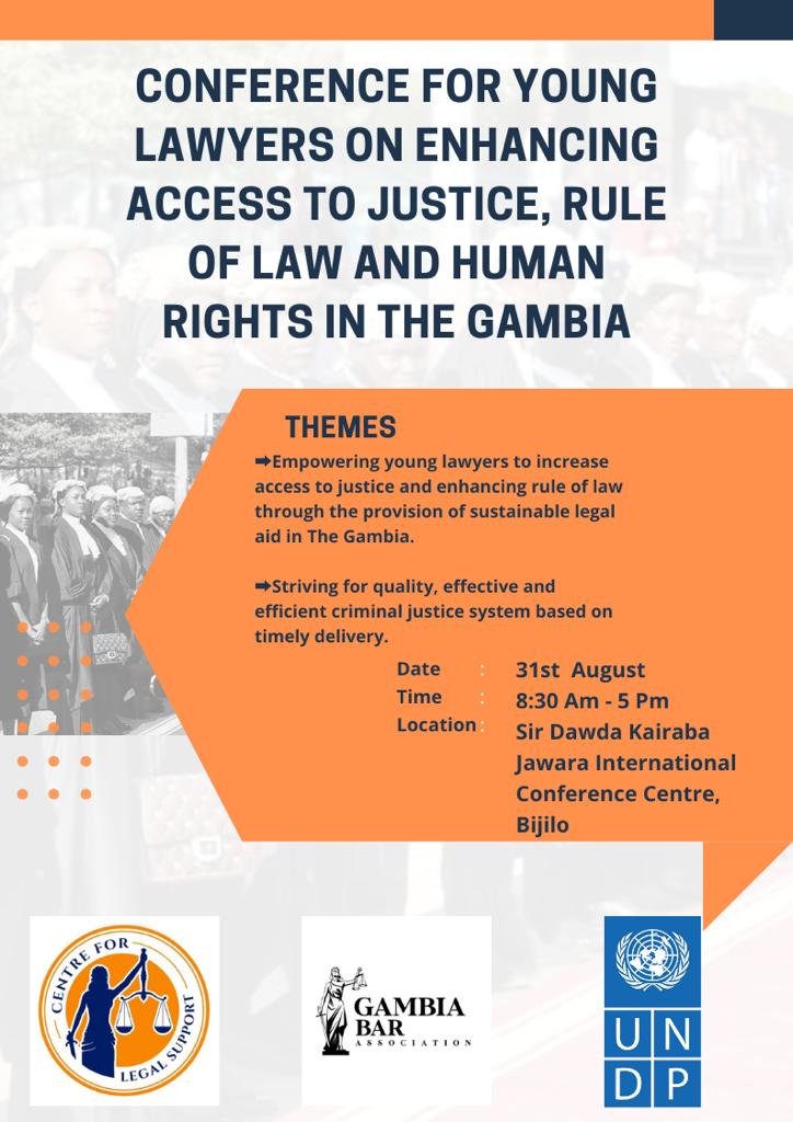 This is a unique opportunity for all young lawyers in The Gambia to participate &amp; engage in stimulating intellectual discussions &amp; learn from experience &amp; well respected pundits within the legal profession. <a href="/BarGambia/">GambiaBarAssociation</a>, <a href="/Gambia_MOJ/">Ministry of Justice</a>, <a href="/UNDP_TheGambia/">UNDP The Gambia</a> <a href="/gmpressunion/">Gambia Press Union (GPU)</a> <a href="/national_gambia/">National Agency for Legal Aid, The Gambia</a>