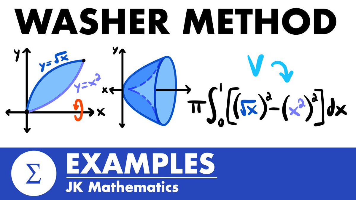 jk_mathematics's tweet photo. Practice using the Washer Method to calculate the volume of solids of revolution with the examples in my new video for Calculus 2!

Available Now on Youtube!
Link: https://t.co/LTdJBVwvXg

#math #calculus #apcalc #youtube #jkmath https://t.co/IdstTgI6OW