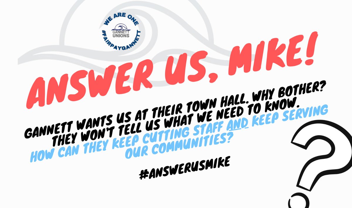 Didn't attend the <a href="/Gannett/">life</a> Town Hall but I would like to know: How can Gannett remain committed to the community if newsrooms are being whittled down to one or two reporters?
 #AnswerUsMike