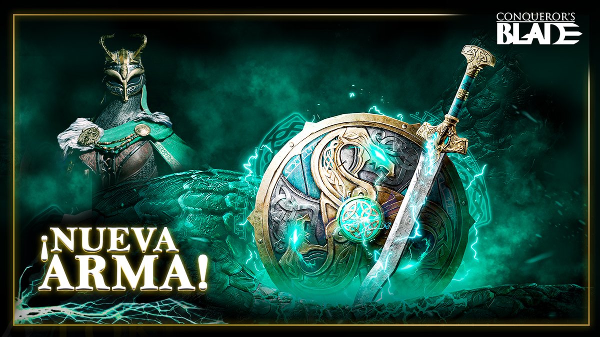 ConqBlade_LATAM's tweet photo. ¡El primer aspecto de arma con efectos especiales!🙌  es el primer aspecto legendario para la espada corta y escudo! ⚔ desbloquea estos artículos místicos y derrota a tus enemigos participando en el nuevo evento engendro de Loki✅ disponible hasta el 31 de agosto. https://t.co/HpmpBOj6fy