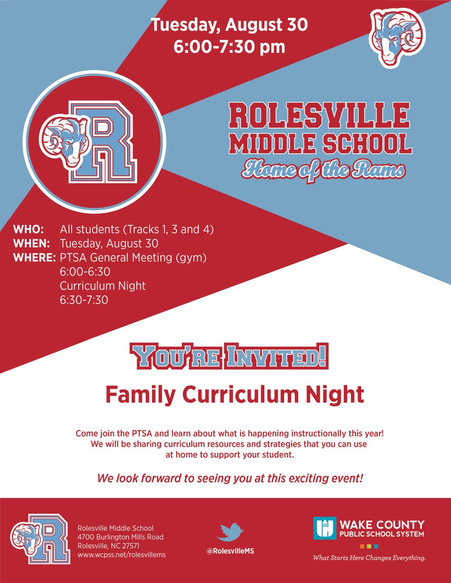 RolesvilleMS's tweet photo. @RolesvilleMS families please join us on August 30 at 6:00 for our PTSA Open House and Family Curriculum Night! https://t.co/OKkCcY4WxM