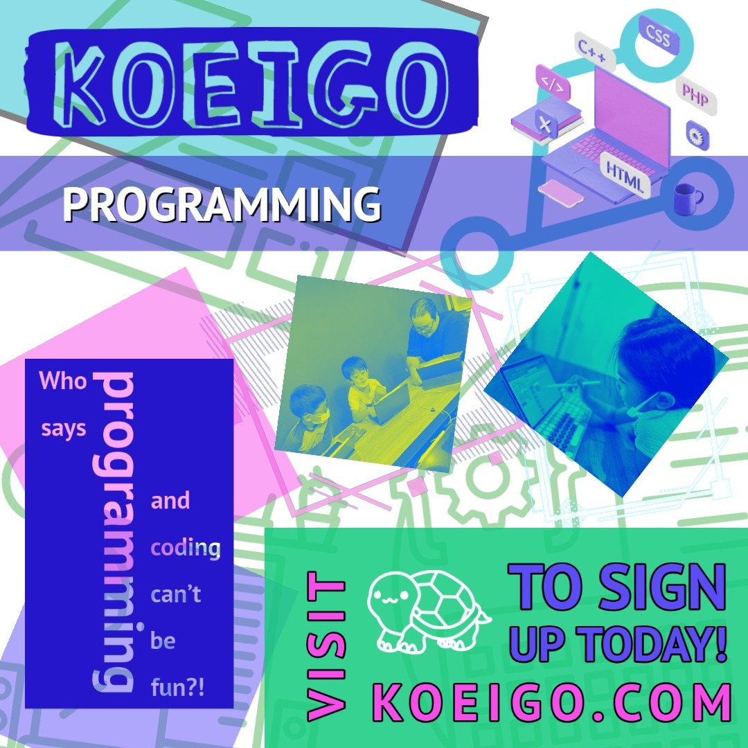 Join the coding legion, set yourself up to write digital art with numbers and technique! JavaScript is our forte.

#programming #koeigo #koeigoschool #okinawa #steam #japan #okilife #coding #codinginokinawa #codinginjapan #steamactivities #java #javascript #javascriptforkids