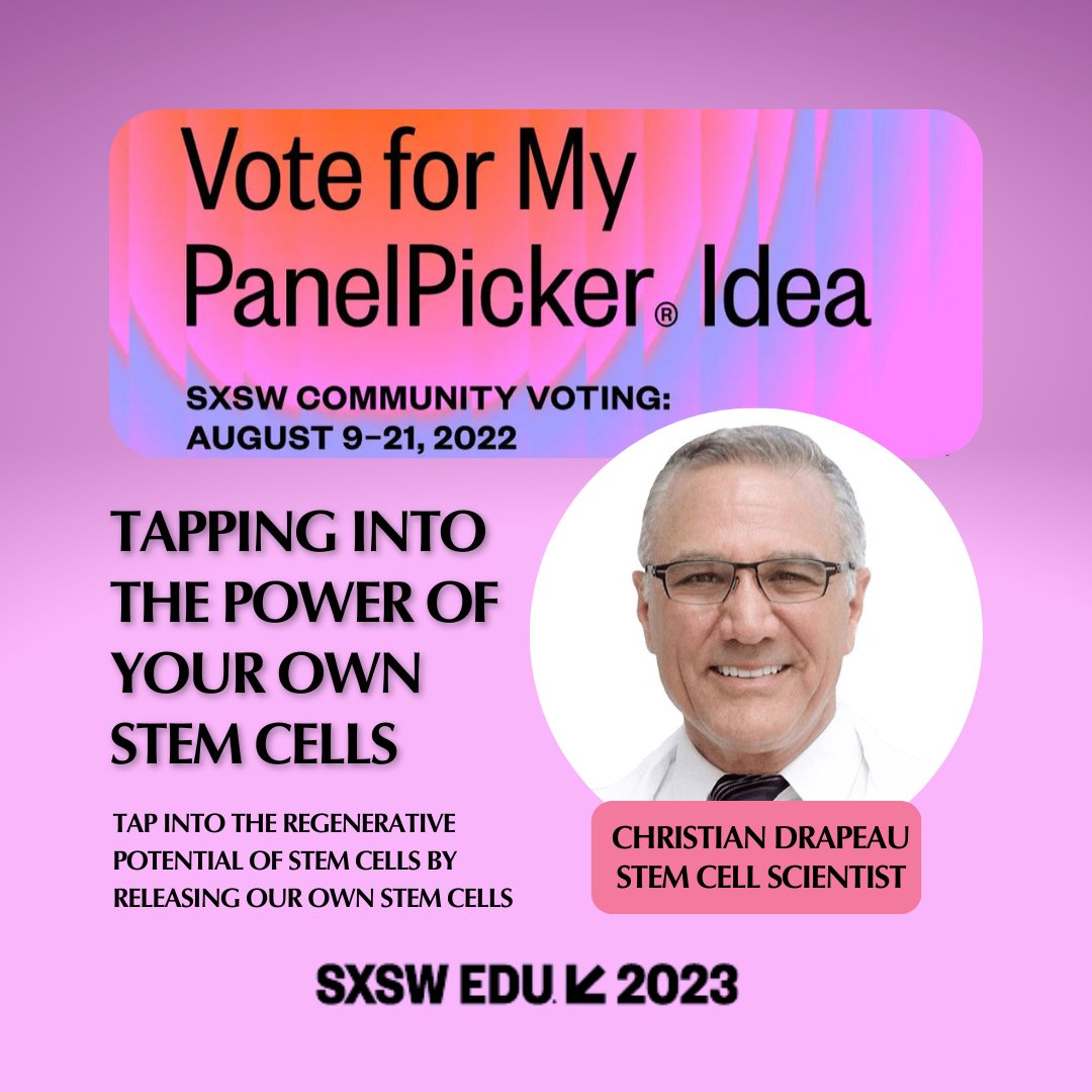 kalyagen's tweet photo. Make sure to vote for our founder and Stem Cell Scientist, @ChristianDrap20 for next year's @SXSWEDU!
He'll be talking about tapping into your stem cell's regenerative power and ways to optimize this process
https://t.co/gRLhGDplaa
#SXSW #SXSWEDU #Stemregen #Stemcells #Kalyagen https://t.co/gfM7lk6P8x