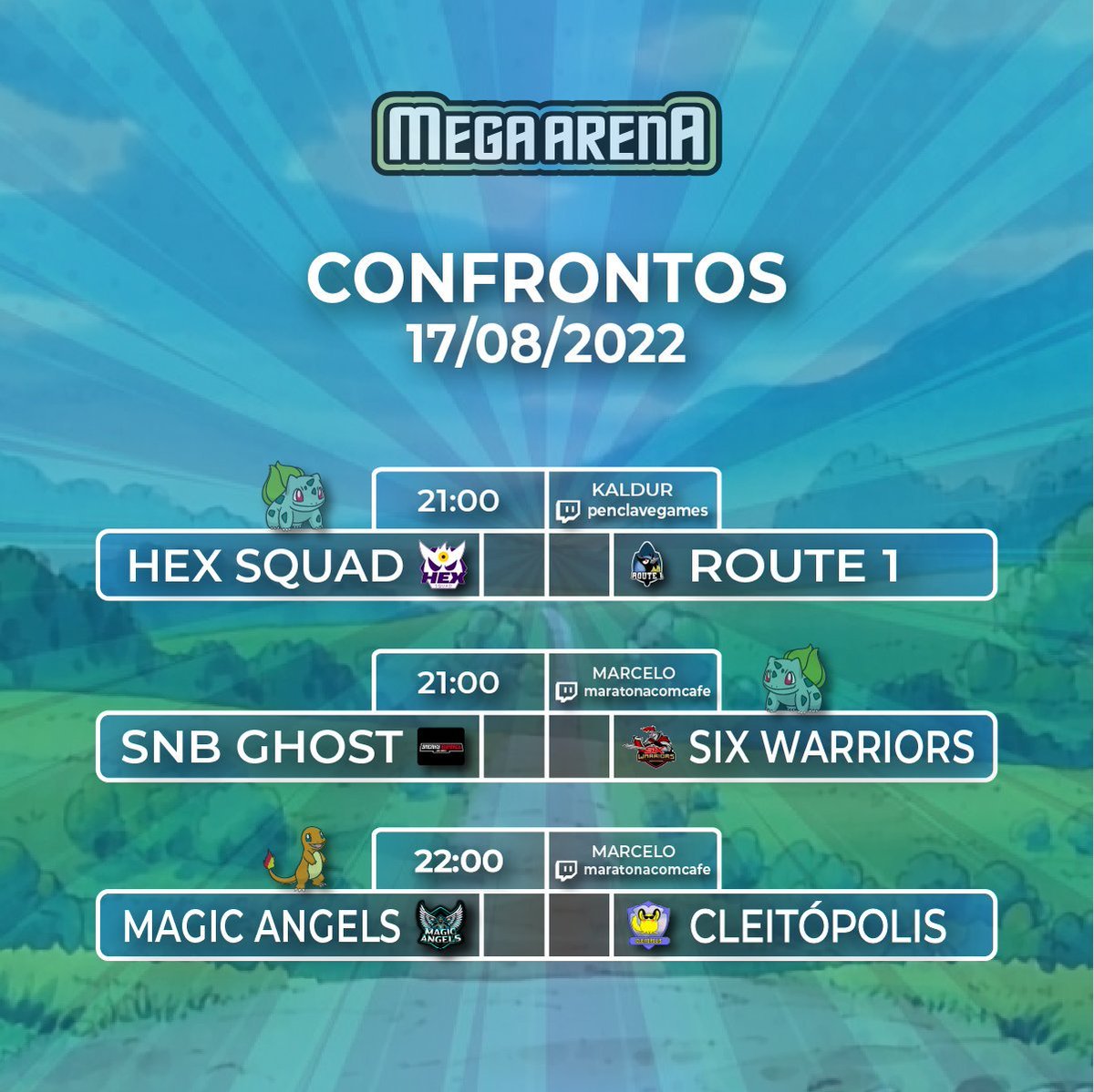 Cleitopolis's tweet photo. Hoje tem no @xmegaarena último confronto pela fase de grupos contra a Magic Angels. Hoje vamos jogar fora de casa, porém em todo lugar terá um Cleitopolitano, torçam pela gente! As 22:00 no canal do @marcelogdadm. 

#gocu #cleitopolis #todospelocu #diadecu #PokemonUNITE https://t.co/9pDBGADukc