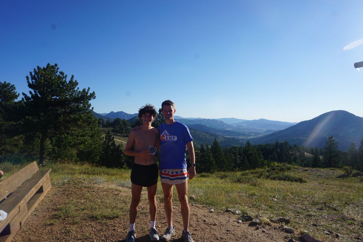 dowcathxc's tweet photo. On day 4 of our Colorado camp our squad completed “El Muerte!” This nearly 3k uphill race at 8,000 ft. elevation is a staple of our camp. This year’s victor was @FlynnMM1 who conquered the hill in 14:37, a nearly 50 second win! In 2nd &amp; 3rd were @jacksonheidesch &amp; @derocher_max. https://t.co/d2Gq19pLlw