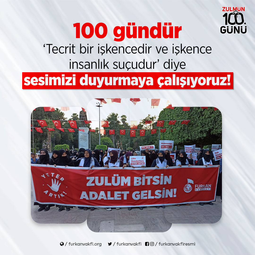 100 gündür 'Tecrit bir işkencedir ve işkence insanlık suçudur' diye sesimizi duyurmaya çalışıyoruz!   #YeterArtık AlparslanHocam 100Gündür