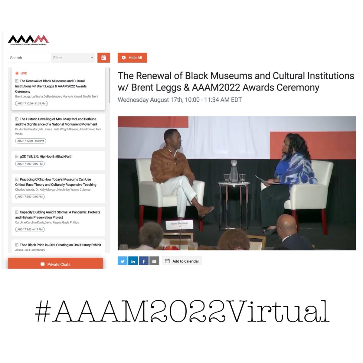 BlackMuseums's tweet photo. We’ve kicked off #AAAM2022Virtual with our keynote conversation and Awards Ceremony! https://t.co/4MkMdEk0PG #AAAM2022 #BlackMuseums https://t.co/FTP7B9b3eO