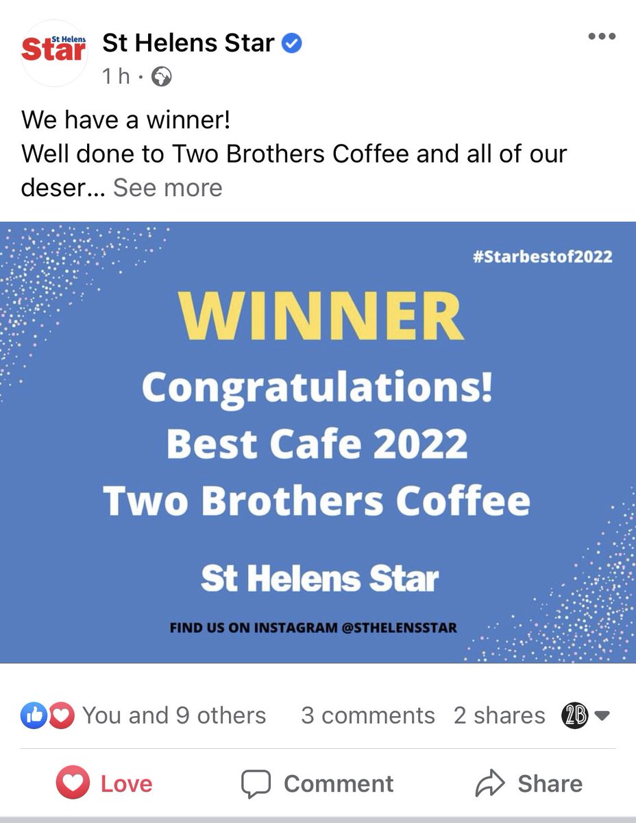 Thanks to everyone that voted us in the <a href="/sthelensstar/">St Helens Star</a> poll, we’re made up to have won! 😁