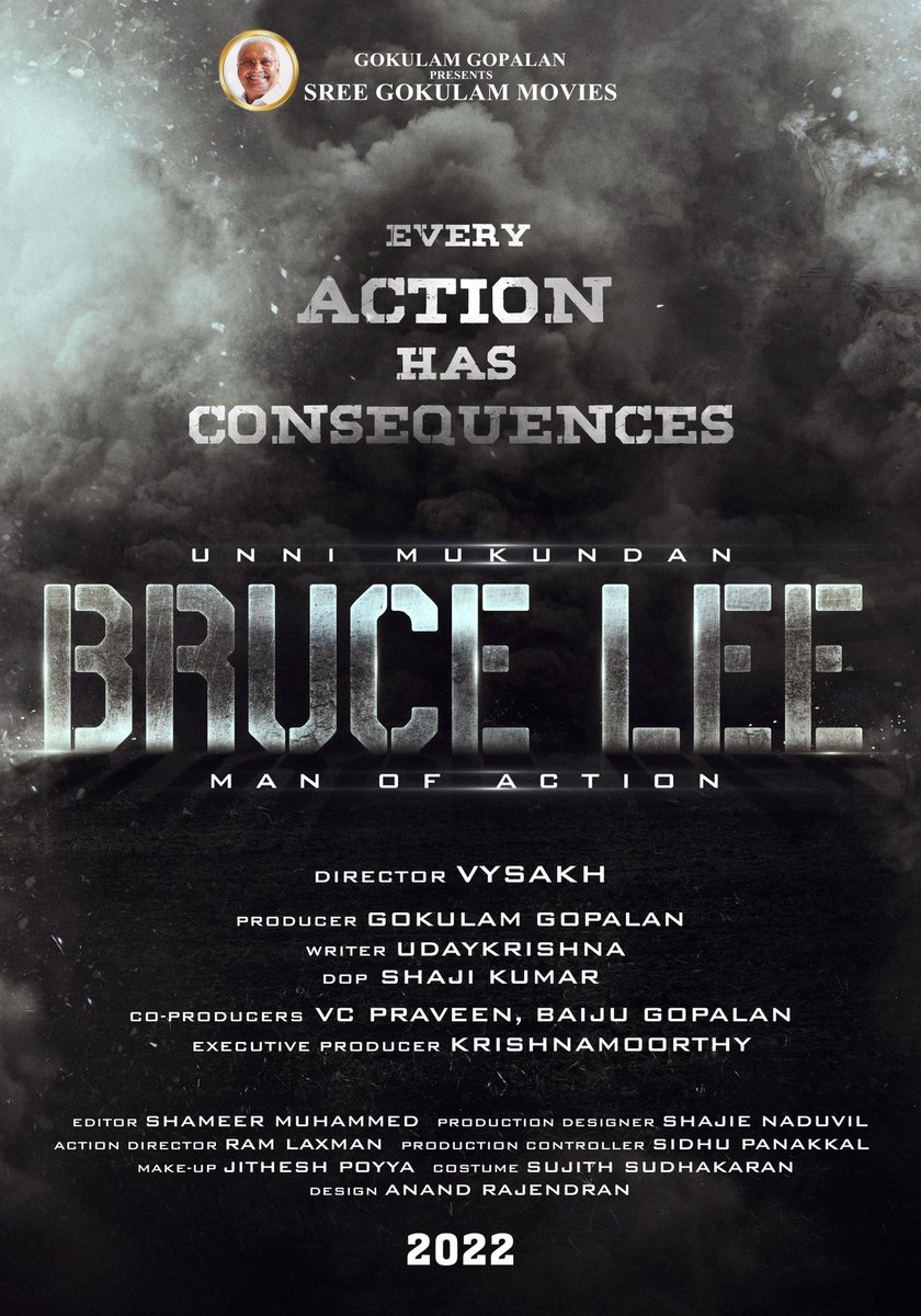AEzhukone's tweet photo. #BruceLee @Iamunnimukundan 👊😎 #UnniMukundan 

Directed by #Vysakh
Produced by #GokulamGopalan  #SreeGokulamMovies 
Written by #Udaykrishna
Co Produced by #VCPraveen,  #BaijuGopalan
Exe Prod: #Krishnamoorthy
Stunts: #RamLaxman
Editor: #ShameerMuhammed https://t.co/Q64jgdt9QQ