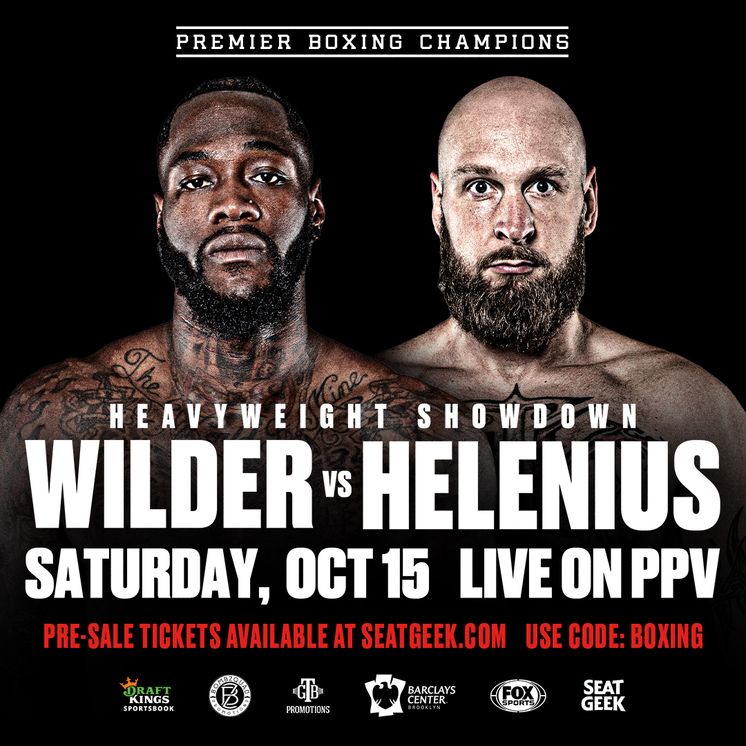 premierboxing's tweet image. #BombZquad is BACK! Former heavyweight champ @BronzeBomber makes his highly-anticipated return to the ring to battle Finland's @helenius_robert on October 15, live on @PBConFOX PPV from @barclayscenter!

#WilderHelenius
