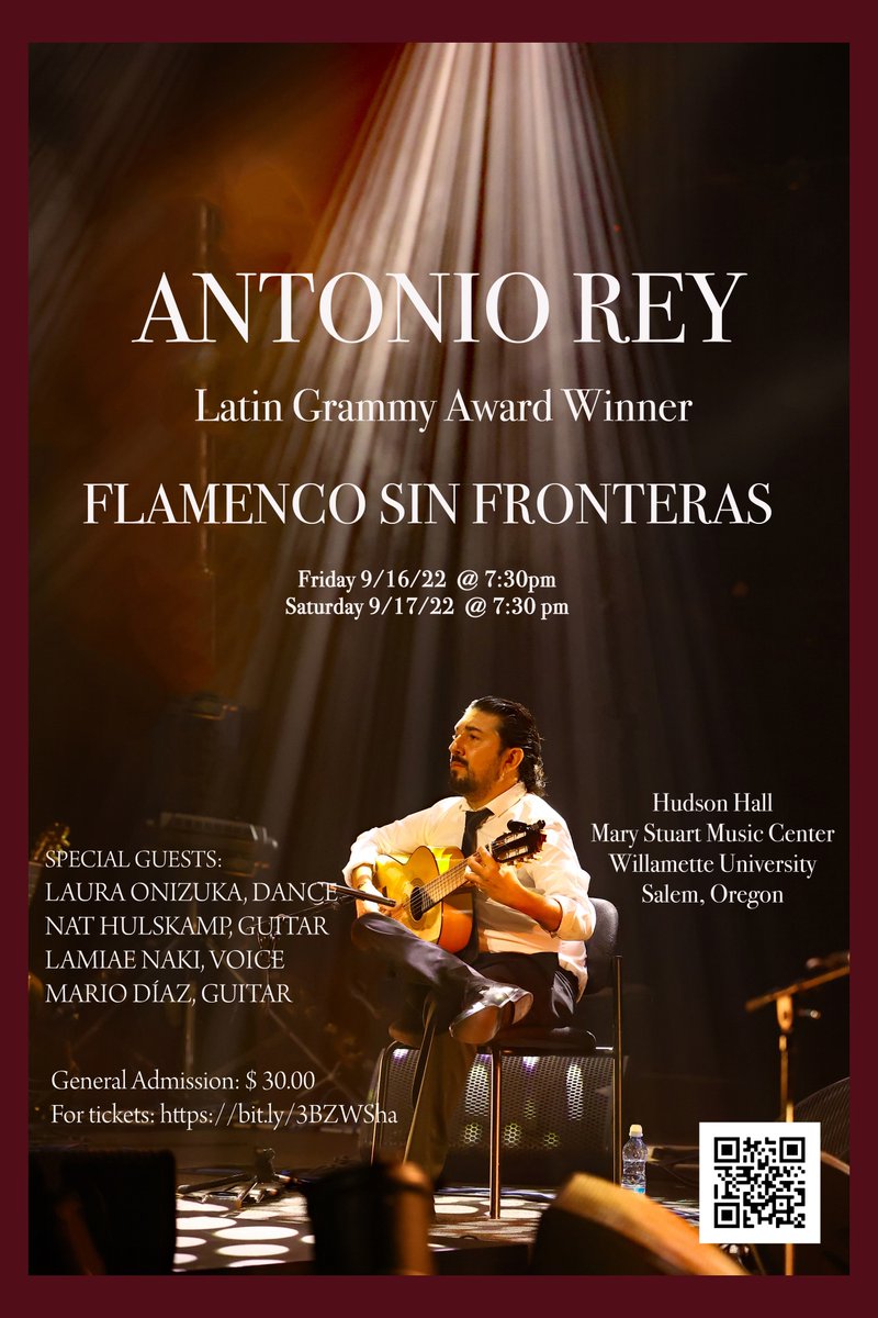 seffarine's tweet photo. 🔥 We’re excited to be joining maestro Antonio Rey (winner, Latin Grammy for best flamenco artist) again for two concerts in his US tour: Sep 16, 17 at the beautiful Hudson Hall in Salem, OR. Reserve seats here: https://t.co/BJ7tn6x4e4 https://t.co/gN5WT3PW14