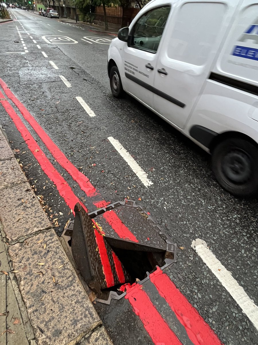 GoodhandWill's tweet photo. .@thameswater re my Facebook message of a couple of hours ago there’s a manhole big enough for a child to fall down outside my house. Done my best to refit but maybe you can come and put it back? https://t.co/araadZGvos