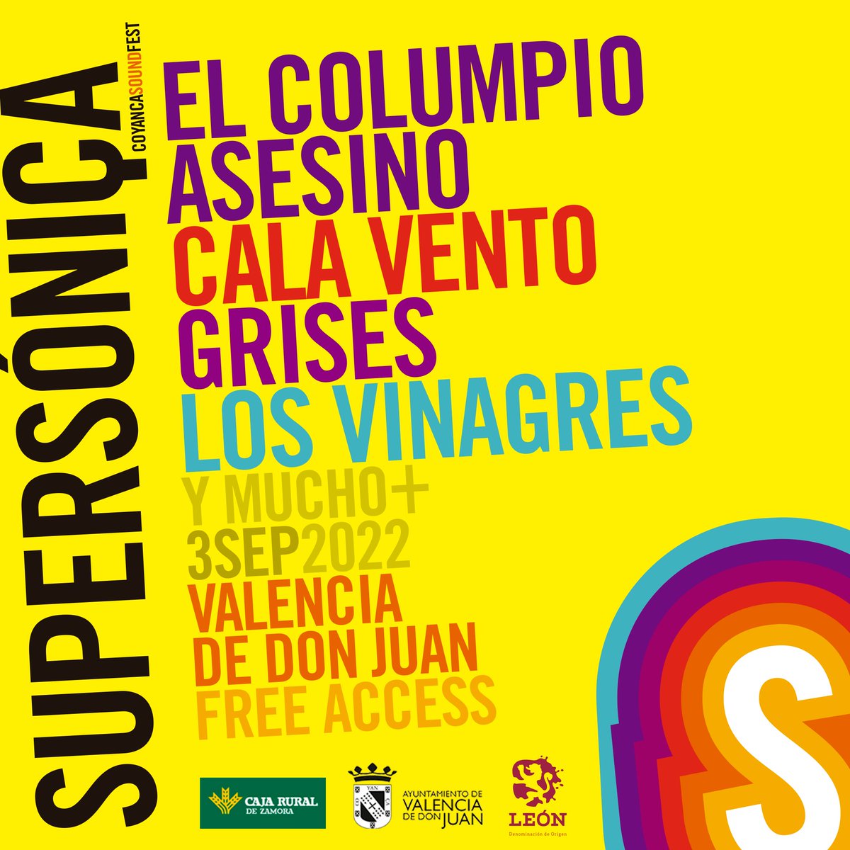 SupersonicaFest's tweet photo. Nos hemos hecho de rogar pero ya están aquí nuestros cabezas de cartel 👇

🌈 𝗘𝗹 𝗖𝗼𝗹𝘂𝗺𝗽𝗶𝗼 𝗔𝘀𝗲𝘀𝗶𝗻𝗼
🌈 𝗖𝗮𝗹𝗮 𝗩𝗲𝗻𝘁𝗼
🌈 𝗚𝗿𝗶𝘀𝗲𝘀
🌈 𝗟𝗼𝘀 𝗩𝗶𝗻𝗮𝗴𝗿𝗲𝘀

Somos un festival #GRATUITO
en un enclave rural único. 
Repite conmigo,
#YOSOYSUPERSÓNIÇA https://t.co/CtnPBVFF3G