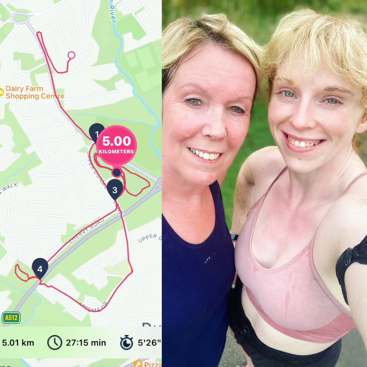Teatania's tweet photo. Wednesday run with mum. πββοΈπββοΈ
Dragging my tired legs on a #5k and dragging mum along too π
#5kin27 π
#running #wednesdayrun #eveningrun #runwithmum https://t.co/kbR6Cybpk7
