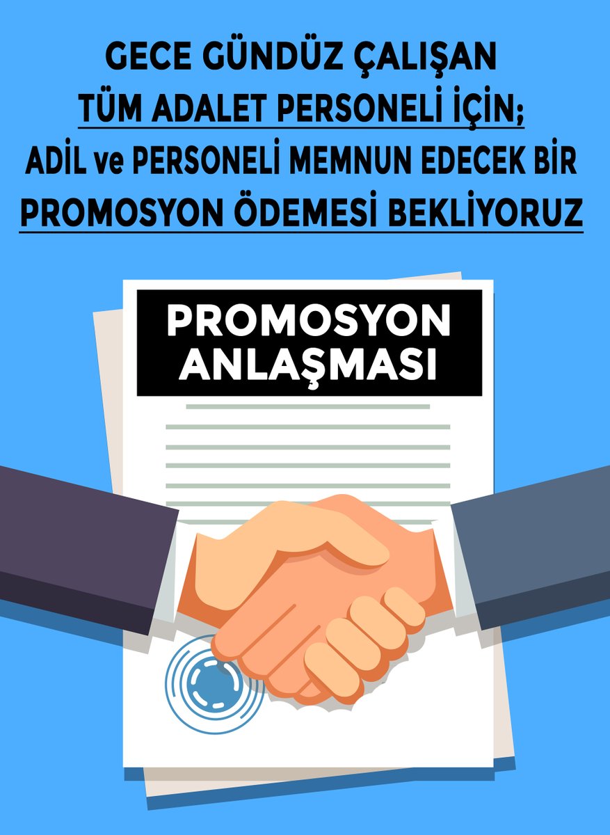 Mesai mefhumu gözetmeksizin çalışan #adliye ve #cezaevi personeli için yapılacak promosyon anlaşması en az 50 bin TL olmalıdır. 

#Adaletİcin50Bin
#AdaletBakanlığı 
#adaletse35binlebaşla
#adalettakiplesiyor
#AdaletİcinRekorPromosyon