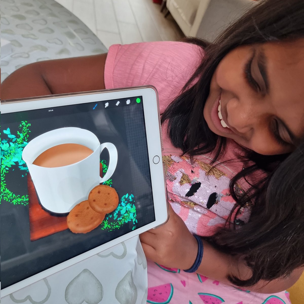 MomofJanvi's tweet photo. Just practicing to do more realistic looking artwork 
😍🤩
Janvi used #artwithflo procreate tutorials to learn some shading techniques to make me some Coffee and Cookies 😋😃
#art #procreateart https://t.co/Qh9CiS88ms