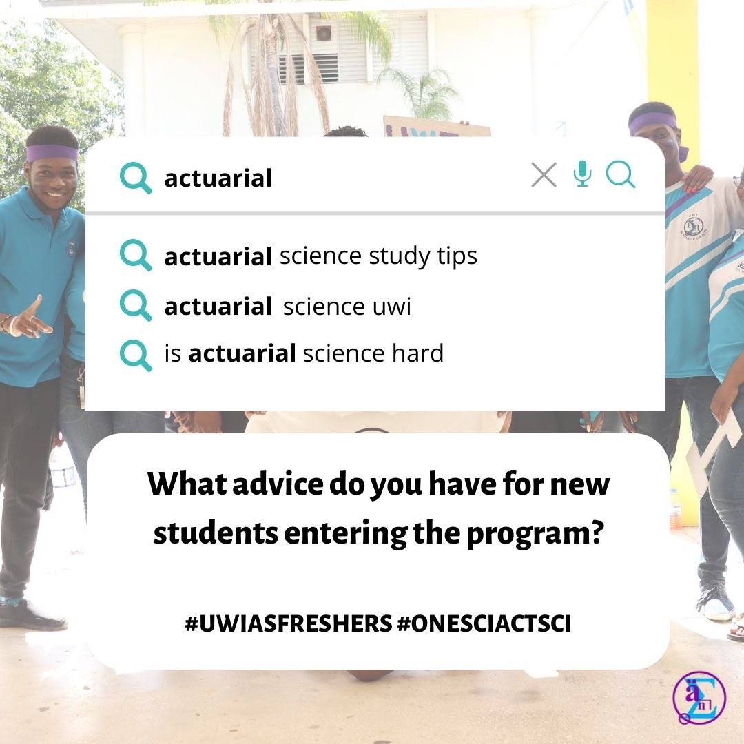 UWIActuarialSoc's tweet photo. Let’s help a fresher out‼️
What advice do you have for first years entering the program?
Reply/Quote tweet with your responses using the hashtags #UWIASFreshers #FreshersGuide22 https://t.co/BxKlqlrzM7