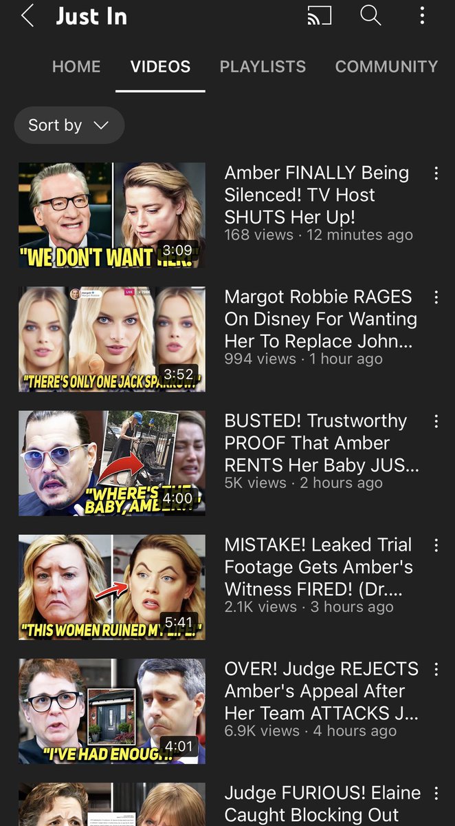 kattenbarge's tweet photo. In just the past 4 hours they’ve uploaded 4 insanely biased/misinfo-based videos about Amber Heard, including a conspiracy that she rents her baby https://t.co/jRzxW9eAvq