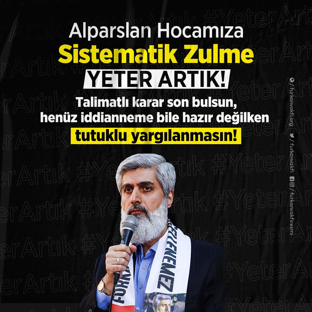 Alparslan Hocamıza Sistematik Zulme YETER ARTIK!

Talimatlı karar son bulsun, henüz iddianname bile hazır değilken tutuklu yargılanmasın!

AlparslanHocam 100Gündür
#YeterArtık