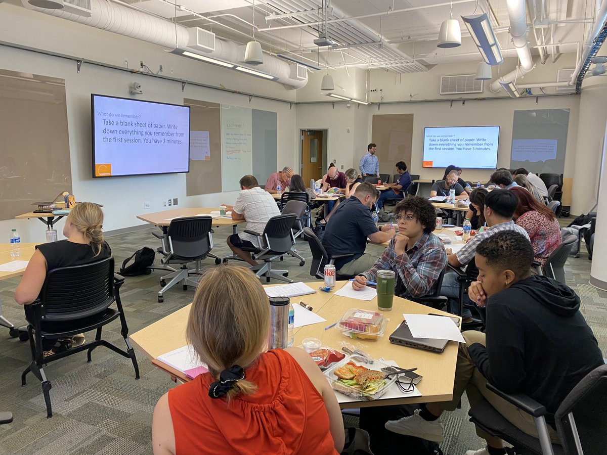 Teaching4Econ's tweet photo. Georgia Tech economics professors and graduate students working diligently on best practices for implementing learning science into their teaching. #teachecon https://t.co/F27DQXWtaB