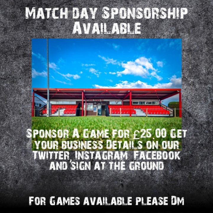 Get your business name all over our growing social media with matchday sponsorship dm for details of games available